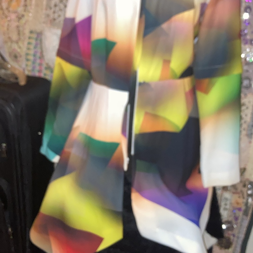 Multi-Colored Full Length Flared Jacket With Inte… - image 2